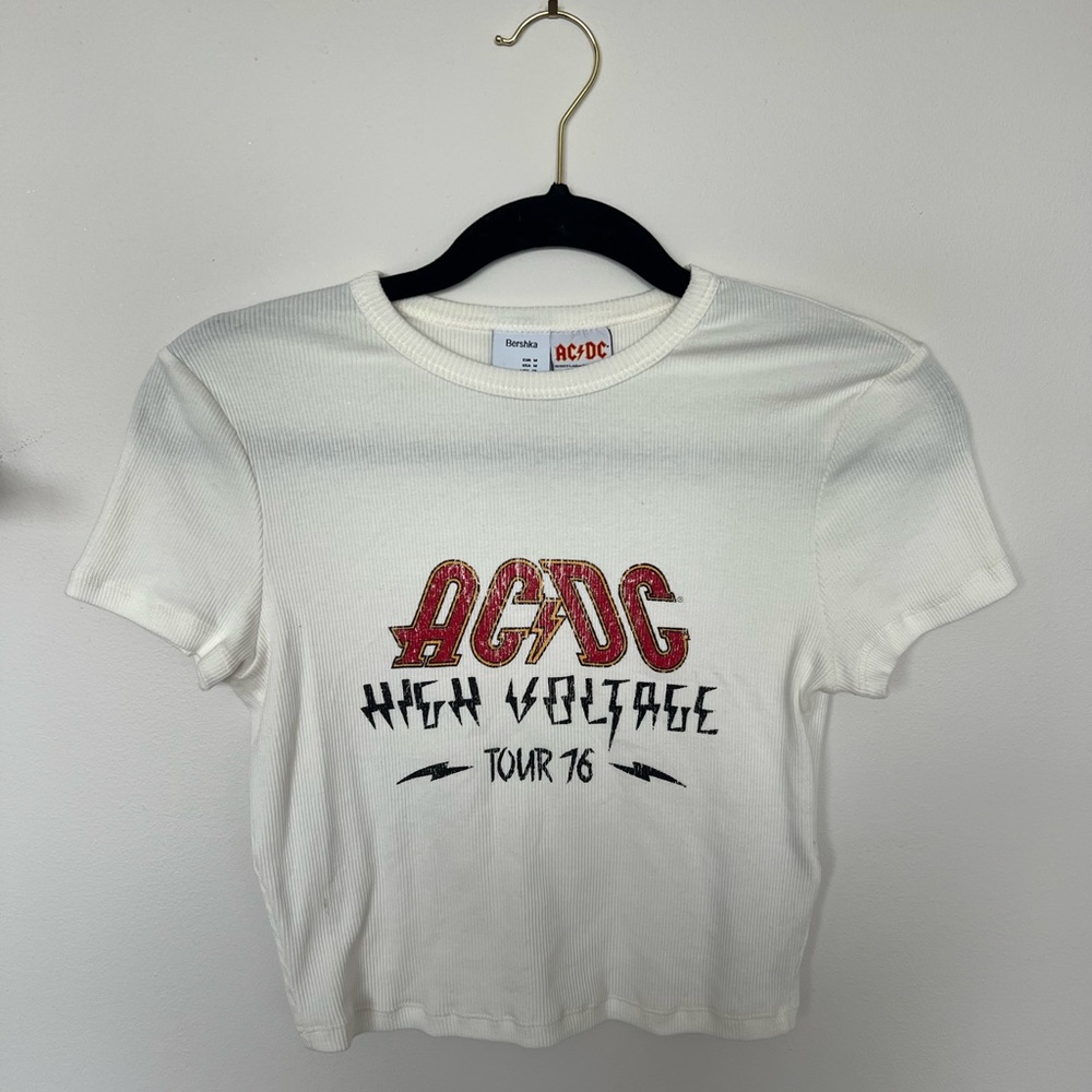 AC/DC Crop Shirt, BERSHKA